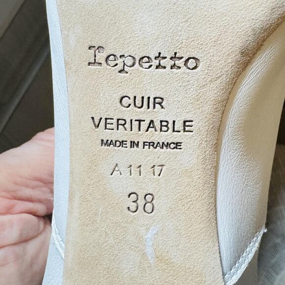 Repetto Shoes Womens 7 White Leather Lace Up Oxford Pump Block Heel Balletcore - Picture 13 of 14